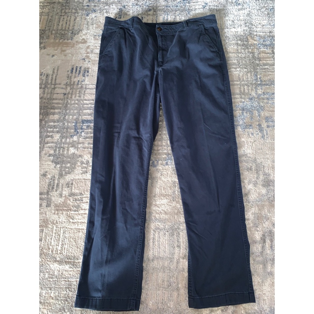 LL Bean Womens 18 M/T Navy Blue Chino Pants Straight Leg Mid Rise Cotton Blend